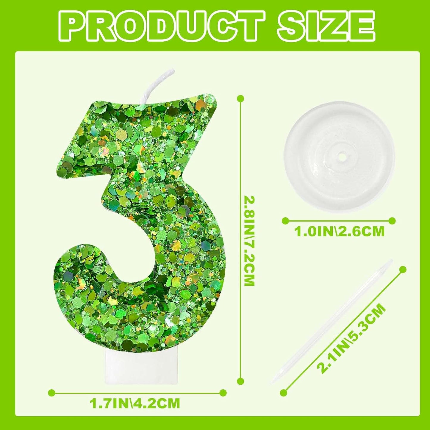 Birthday Number Candles, Glitter Number Candle Cake Decorations with Sequins, Cupcake Decorations for Girls, Women, Party Anniversary Celebrations (Number 6, Purple)
