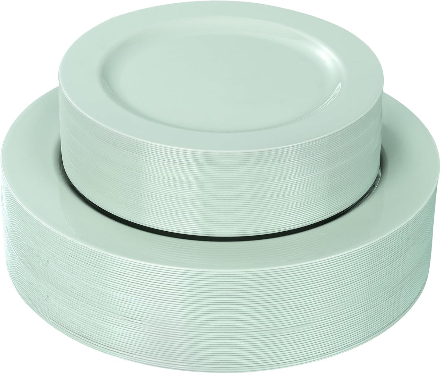 FLOWERCAT 60PCS White Plastic Plates - Heavy Duty White Disposable Plates for Mother's Day/Birthday Party/Wedding -serve for 30 guests Include 30PCS 10.25" & 30PCS 7.5" Plates for Party