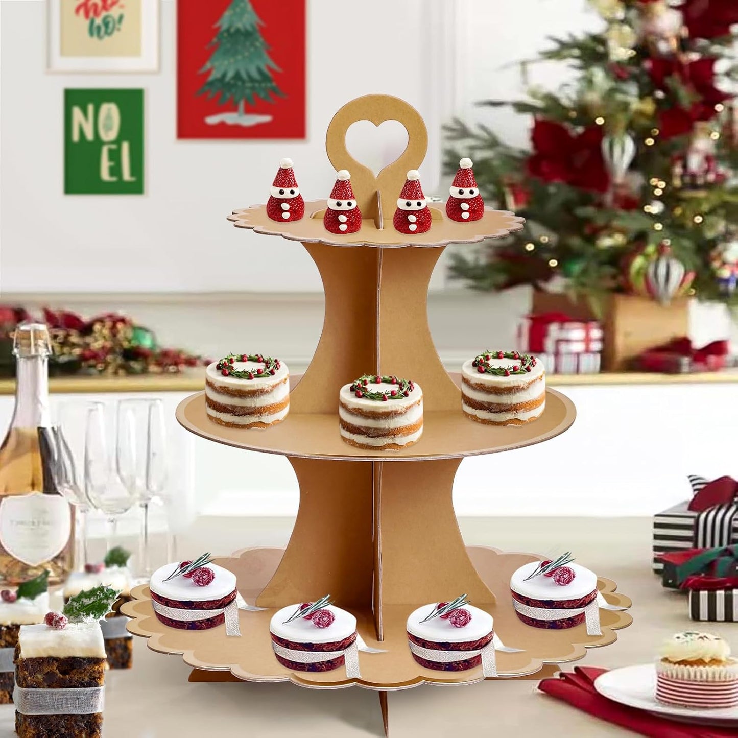 Soleebee 3-Tier Cupcake Stand, Cardboard Cupcake Tower, Cup Cake Stand Tower for Birthday Wedding Party Decoration, Cupcake Tier Stand Desserts Display 1 Set (Purple Gold)