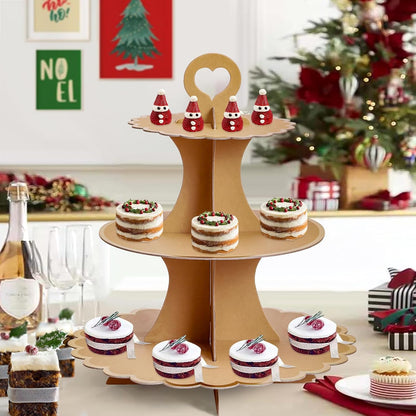 Soleebee 3-Tier Cupcake Stand, Cardboard Cupcake Tower, Cup Cake Stand Tower for Birthday Wedding Party Decoration, Cupcake Tier Stand Desserts Display 1 Set (Purple Gold)