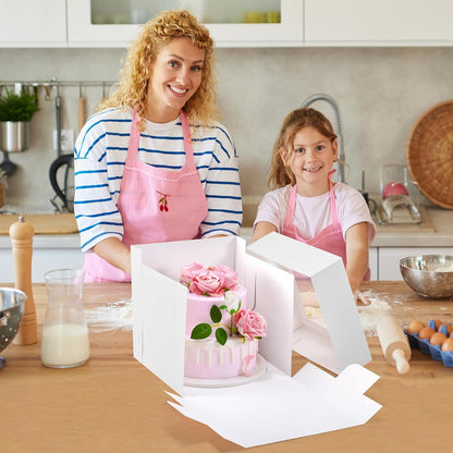 12Pcs 8x8x8 Inches Cake Boxes, Pink Square Bakery Boxes with Window, Disposable Cake Carrier Container for Pastries, Pie, Cookies, Chocolates, Cupcakes, Birthday Party, Wedding