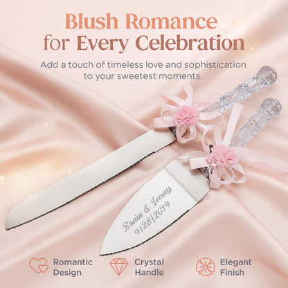 GIFTS INFINITY Personalized Wedding Cake Knife and Server Set with Engraving – Cake Cutting Utensil Set, Keepsake Gift for Wedding, Anniversary, Reception, Birthday & Other Occasions (CH-101WB)