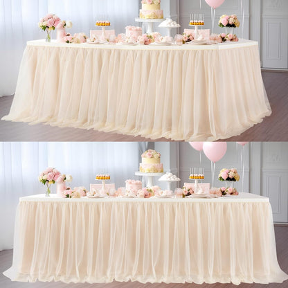 Suppromo 6ft Pink Tulle Table Skirt Baby Shower Tablecloth for Rectangle Tables or Round Tables Pink Ruffle Tutu Table Skirts Desk Skirt for Princess Girls Birthday Party Cake Dessert Decorations