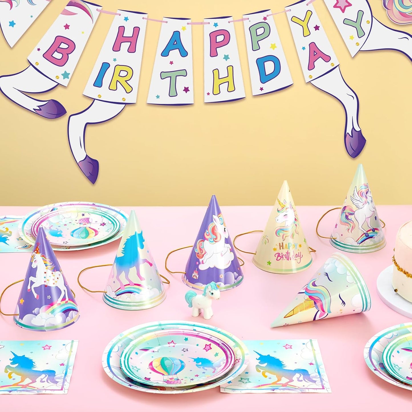 WERNNSAI Birthday Party Hats - 12 Pcs Birthday Party Supplies Cone Hat Headbands Colorful Paper Party Hats for Kids