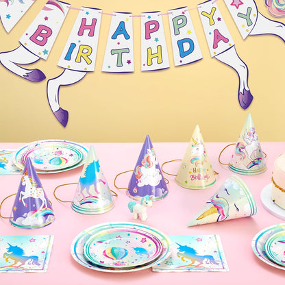 WERNNSAI Birthday Party Hats - 12 Pcs Birthday Party Supplies Cone Hat Headbands Colorful Paper Party Hats for Kids