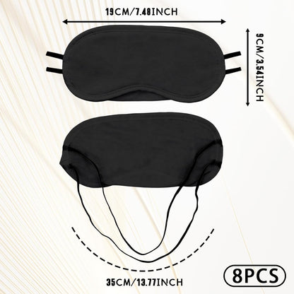 8-Pack Blindfold Sleep Mask for Party Games Travel Sleep Team Build Party Supply - Eye Covers for Sleeping with Adjustable Strap - Sleeping Masks for Women Men, Black