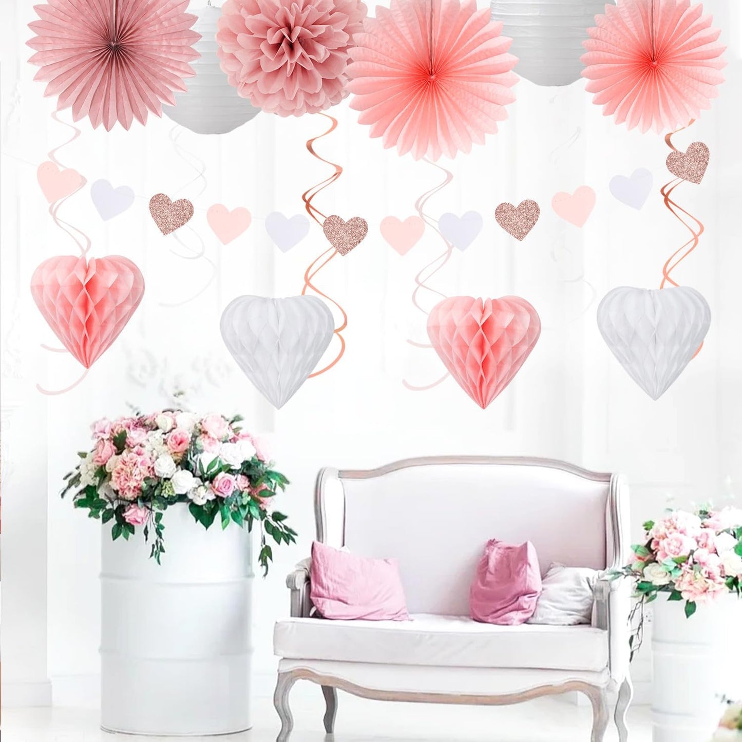 2026 Blue Class-Congratulations Prom Graduation Party-Decorations - 22pcs High School College Grad Supplies Decor,Royal Navy White Silver Tissue Pom Poms Streamers, Paper Flowers Lanterns Hugmoon