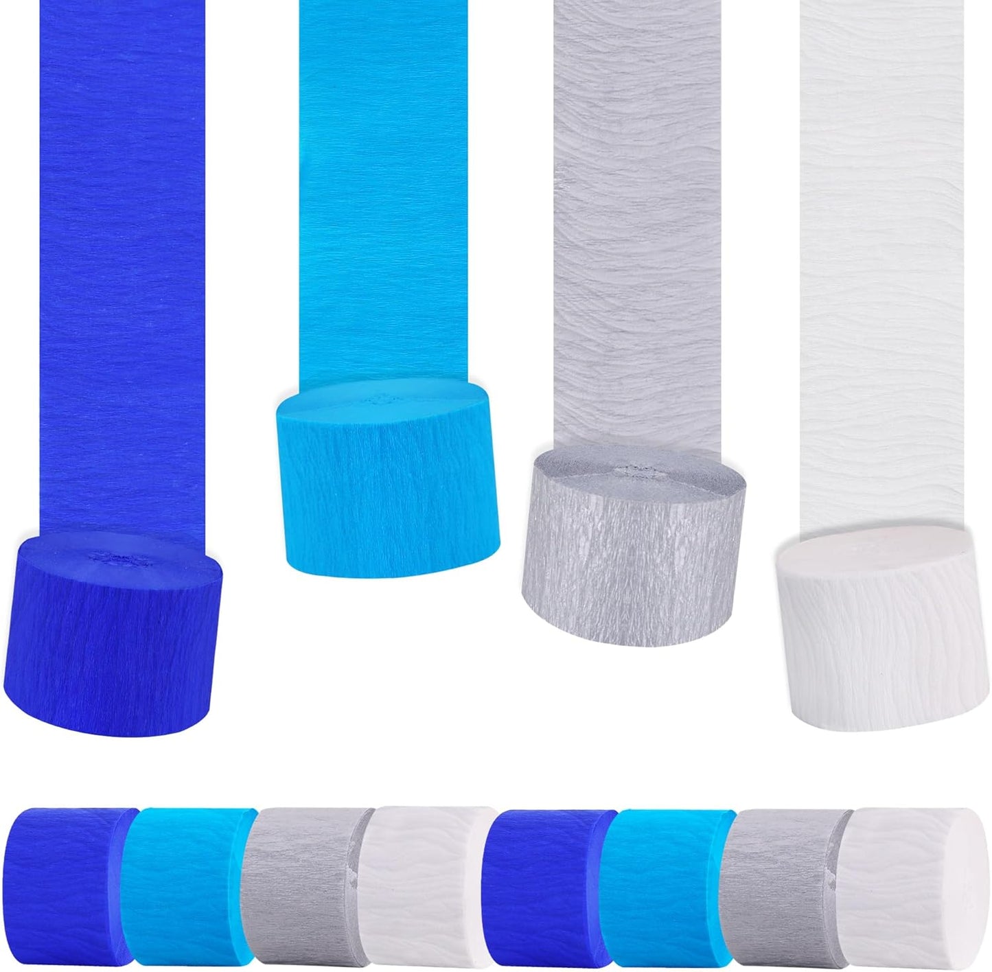BEISHIDA 8 Rolls Red Yellow Blue and Green Crepe Paper Streamers for Carnival Circus Sesame Street Paw Party Decorations, Birthday DIY Craft Paper(1.8 Inch x 82 Ft/Roll)