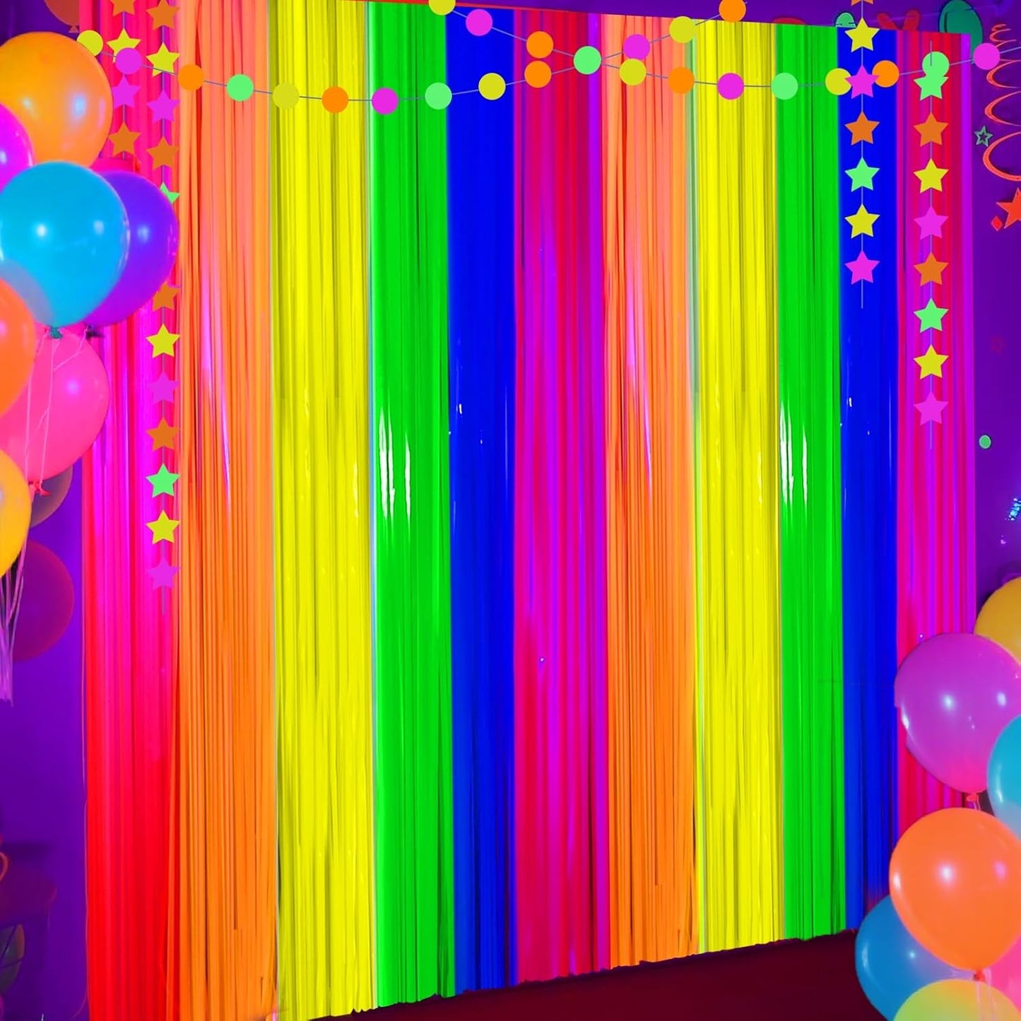 4 Packs Silver Foil Fringe Curtain, Silver Glitter Metallic Tinsel Backdrop for Birthday, Wedding, Baby Shower, Bachelorette, 70s 80s 90s Theme Disco Party, Iridescent Party Decorations Supplies