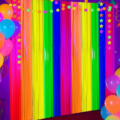 4 Packs Silver Foil Fringe Curtain, Silver Glitter Metallic Tinsel Backdrop for Birthday, Wedding, Baby Shower, Bachelorette, 70s 80s 90s Theme Disco Party, Iridescent Party Decorations Supplies