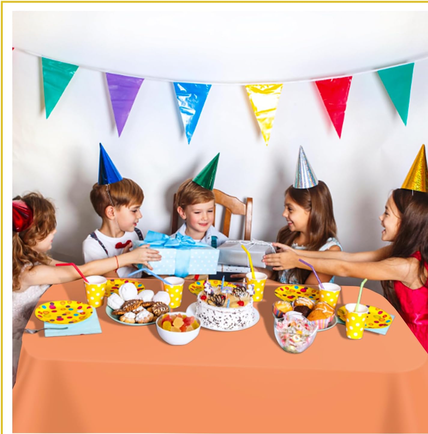 tujol Royal Blue 6 Pack Plastic Table Cloth 54" x 108", Disposable Tablecloths Rectangle Table Cover, Plastic Tablecloths for Parties