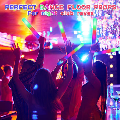 48 Foam Glow Sticks for Party Pack: Wedding Essentials Parties Supplies Bulk - 3Modes Colorful Flashing Led Light Up Dark Stick - Dance Floor Props for Birthday Carnival Raves Concert (48 PK / SET)