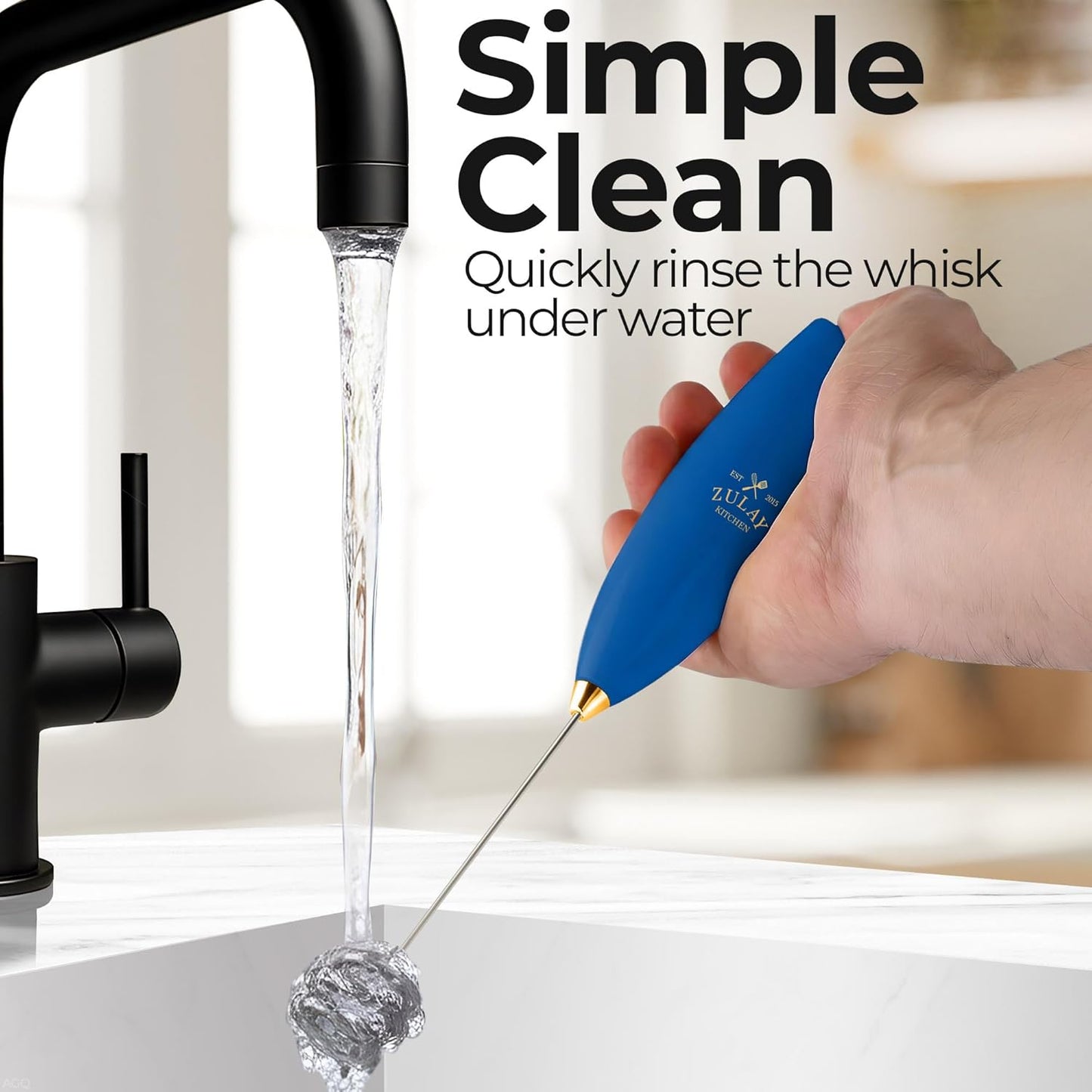 Zulay Kitchen Powerful Milk Frother Wand With Duracell Batteries - Ultra Fast Handheld Drink Mixer - Electric Whisk Foam Maker for Coffee, Lattes, Cappuccino & Matcha - Z1 Motor - Black - Colors C