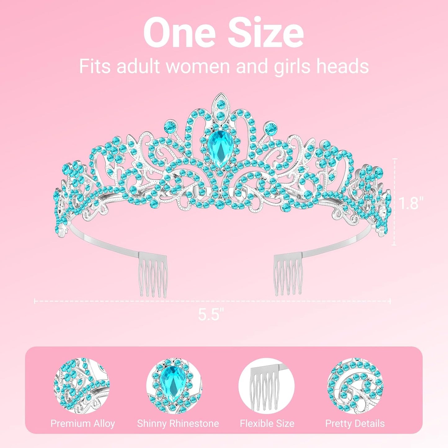 Birthday Tiara and Crown with Sash, Birthday Tiara for Women Party Silver