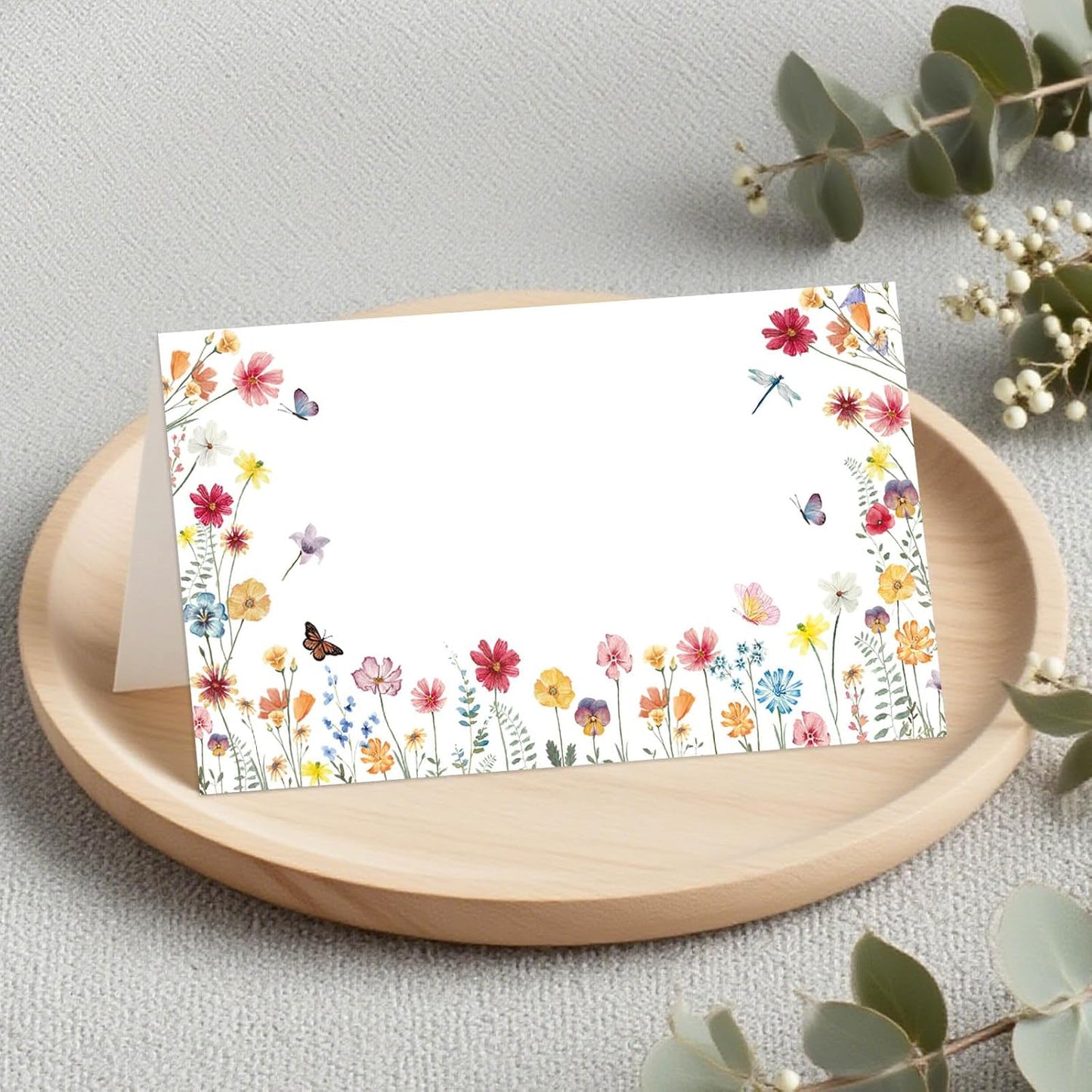 120 Pack Woodland Baby Shower Place Cards, 3.5" x 2" Foldable Table Tent Name Cards, Food Labels for Forest Animals Baby Shower Birthday Party Reception Tables Placement Party Decorations