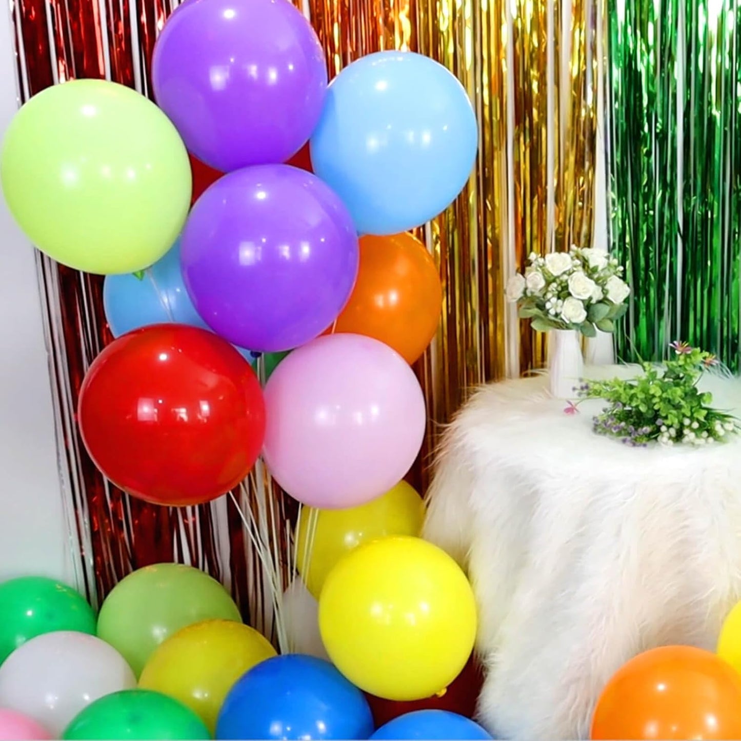 110pcs Black Balloon 12 inch, Black Latex Balloons for Birthday Party Baby Shower Wedding(with 2 Ribbons). - Colors A