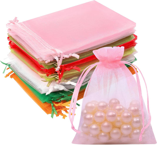 50 PCS Organza Bags 3x4 Multicolor, Small Gift Bags for Jewelry Candy Goodie Treat Sachet, Mesh Gift Bag Drawstring for Wedding Mother's Day Baby Shower Party Favors, Gifts Wrapping Supplies