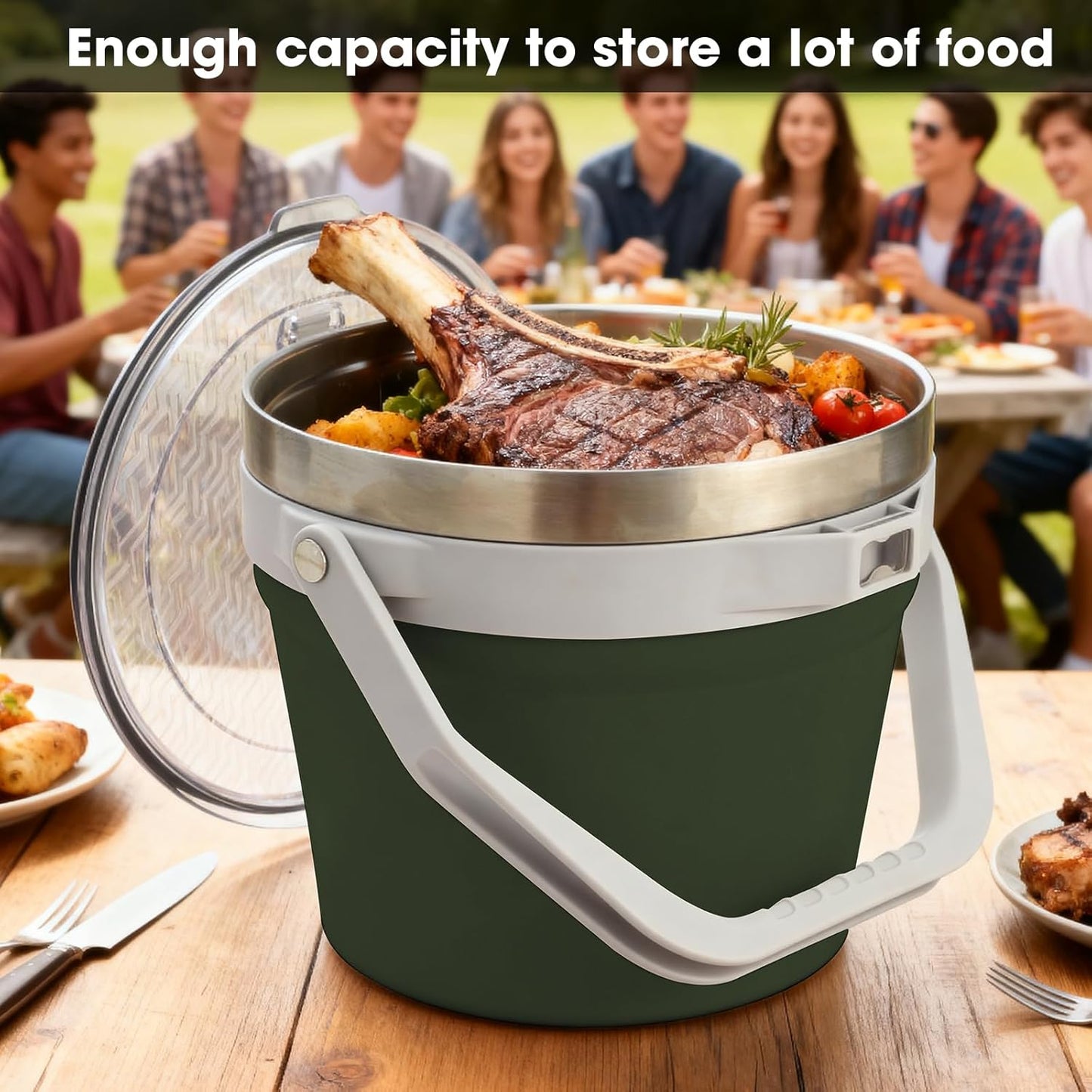 COKTIK 7L Insulated Ice Bucket with Lid，Double Wall Vacuum Stainless Steel Beverage Bucket Keeps Frozen Longer，Holds 6 Longnecks or 3 Bottles of Wine，for Cocktail, Champagne, Large Parties(Blue)