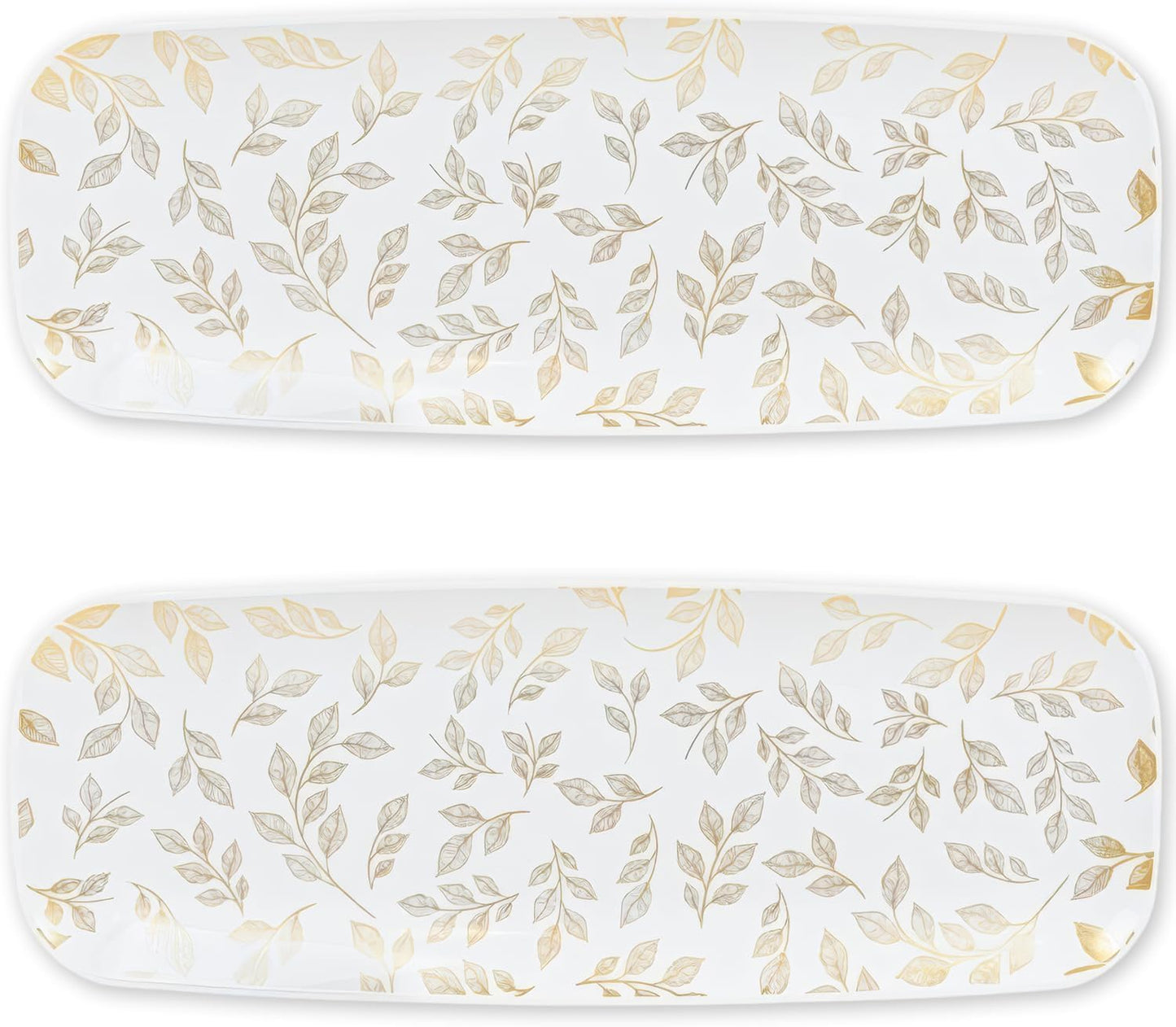 Rectangle White Serving Tray (2-Pack) - 17.5" Disposable Serving Platter for Appetizer, Fruits & Serving Dishes | Perfect Plastic Tray for Party Serveware