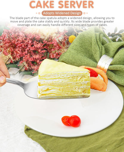 13-Inch Premium Cake Cutting Set for wedding，Exquisite Cake Knife and Server Set with Serrated Design, Ideal for Pastries, Pies, and Desserts (Silver)