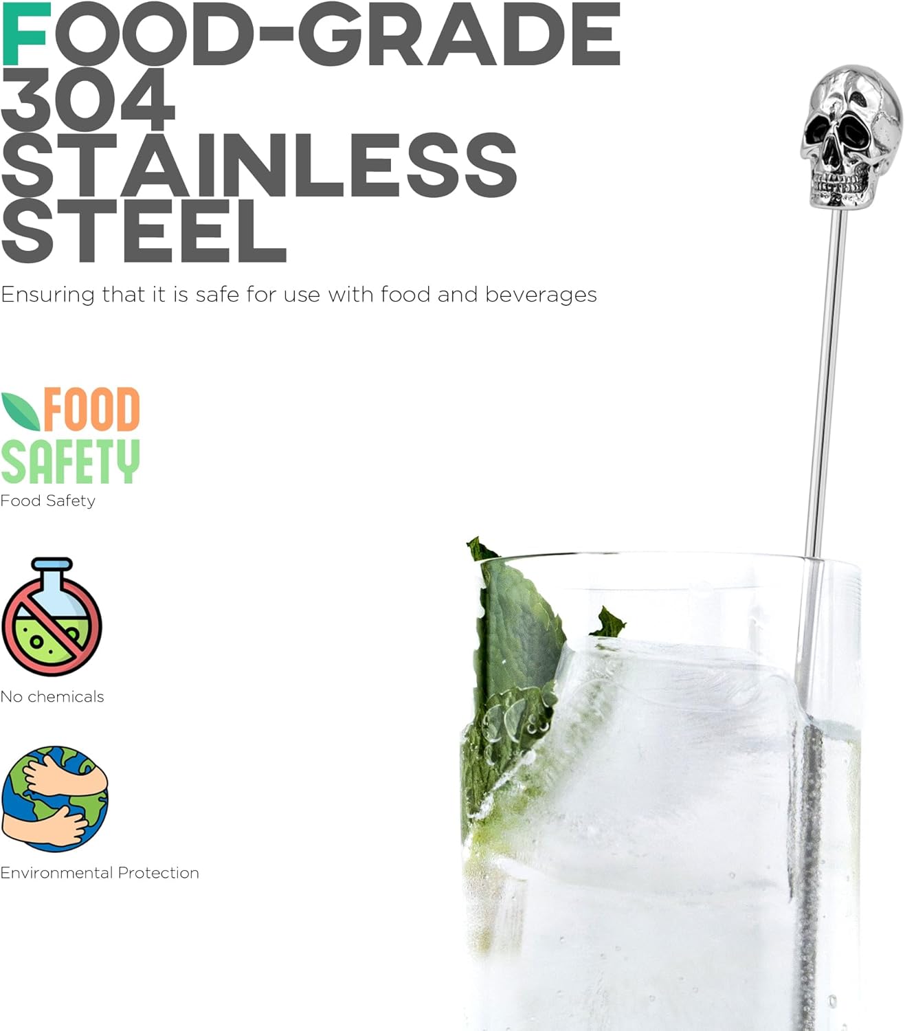 Homestia 7.5" Stainless Steel Cocktail Stirrers with Cute Animal Design, Set of 6 Reusable Swizzle Sticks for Coffee, Martini, Drinks - Dishwasher Safe Metal Bar Tools Stir Sticks