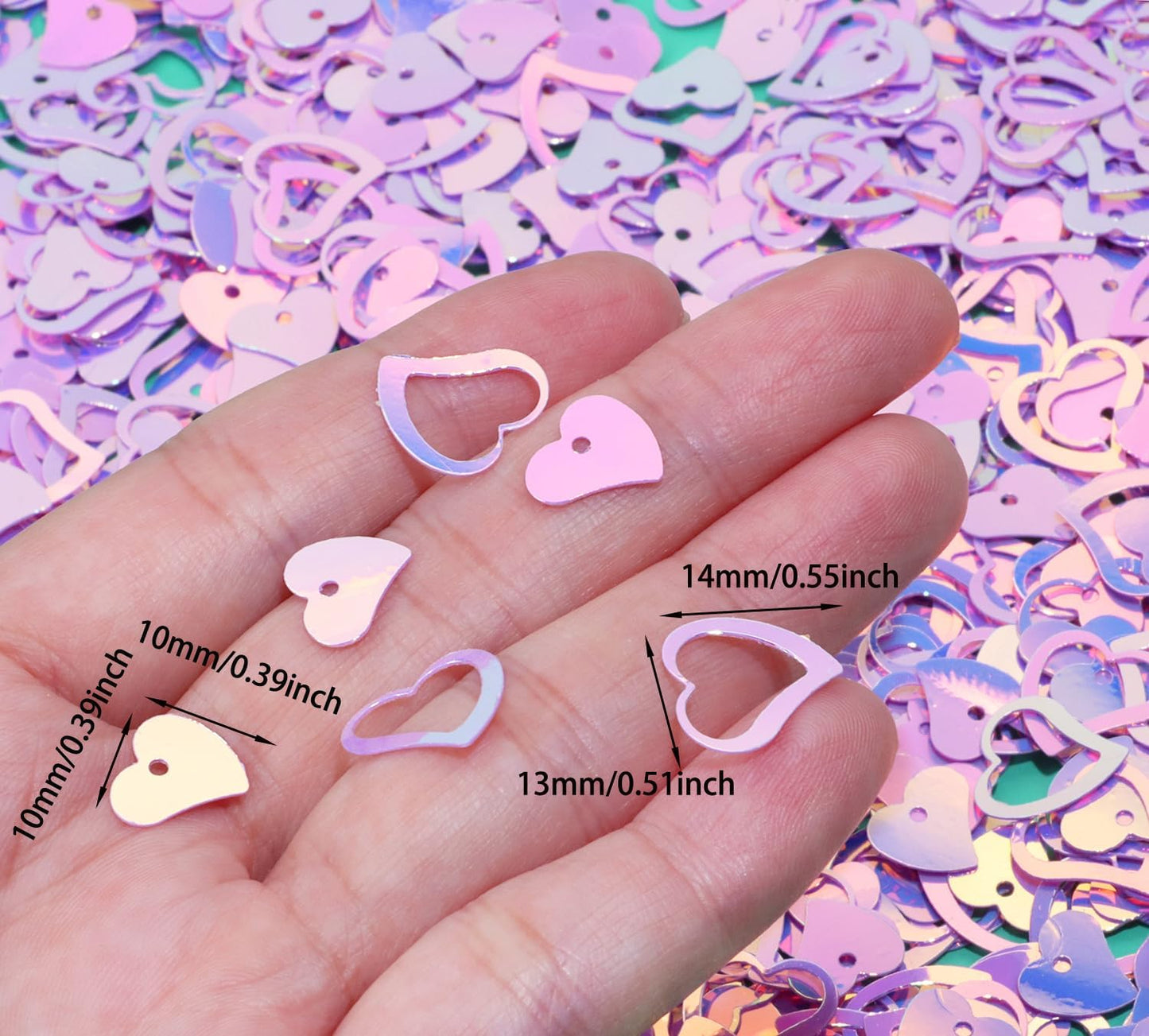 ONLYKXY 1200Pcs Love Heart Shaped Confetti, Table Wedding Decoration, Glitter Confetti for Wedding Party (Silver)
