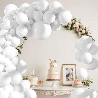 Amandir 153pcs White Sand Balloons Arch Garland Kit Different Sizes 18 12 10 5 Inch Cream Beige Sand White Latex Balloon for Birthday Boho Neutral Baby Shower Wedding Anniversary Party Decorations