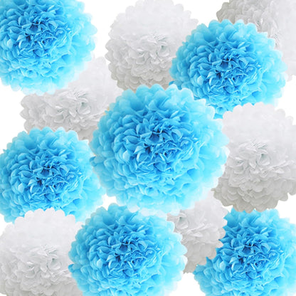 Pastel Tissue Paper Pom Poms Colorful Easter Macaron Kids Birthday Wedding Shower Tissue Flower Hanging Party Supplies(12pcs)