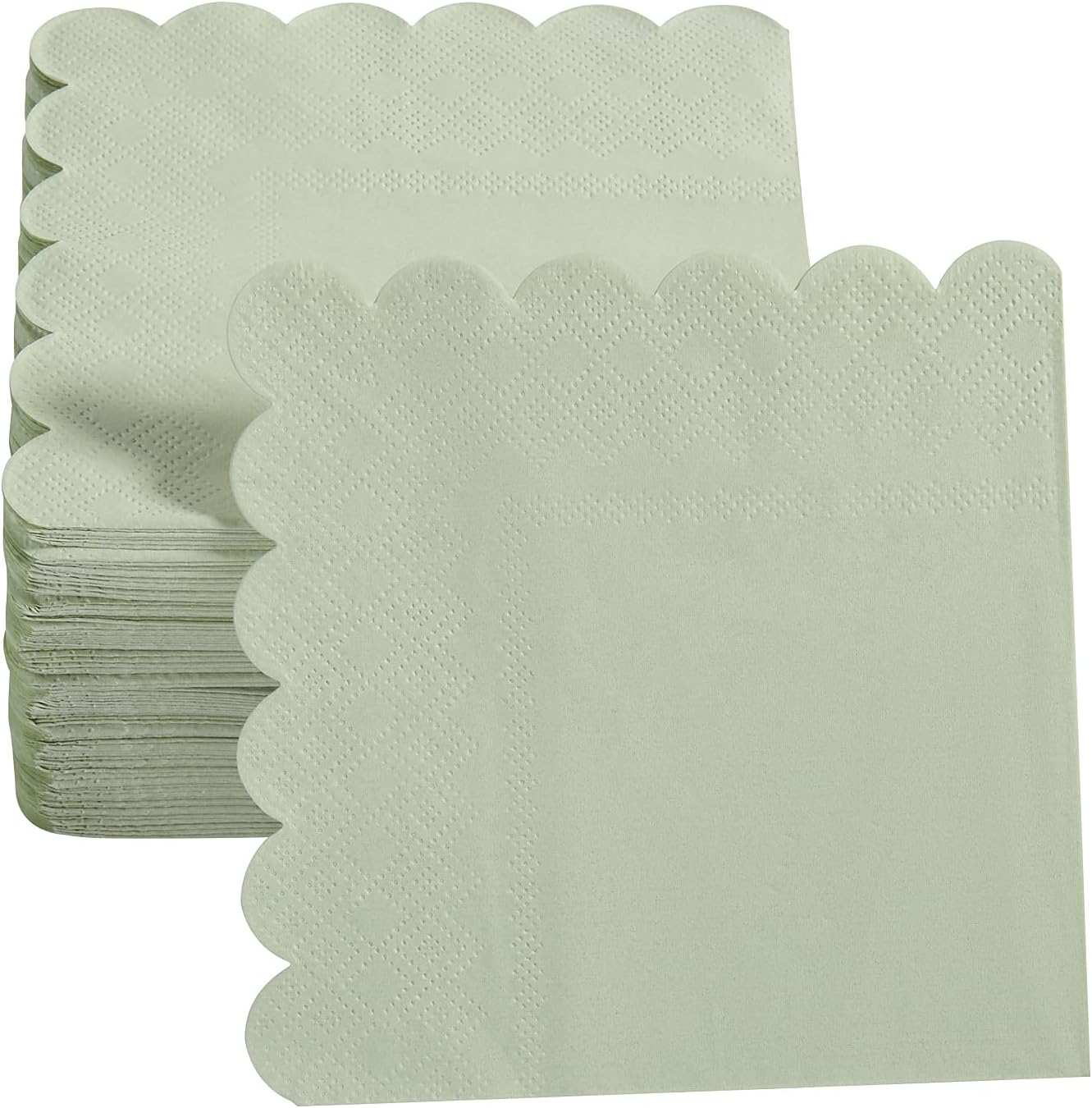 100 Pack Cocktail Napkin 2-Ply Scalloped Edged Dessert Napkins Folded 5 x 5 Inches Disposable Napkins for Dinner Wedding Birthday Party Bridal Anniversary Reception Event (Pink)