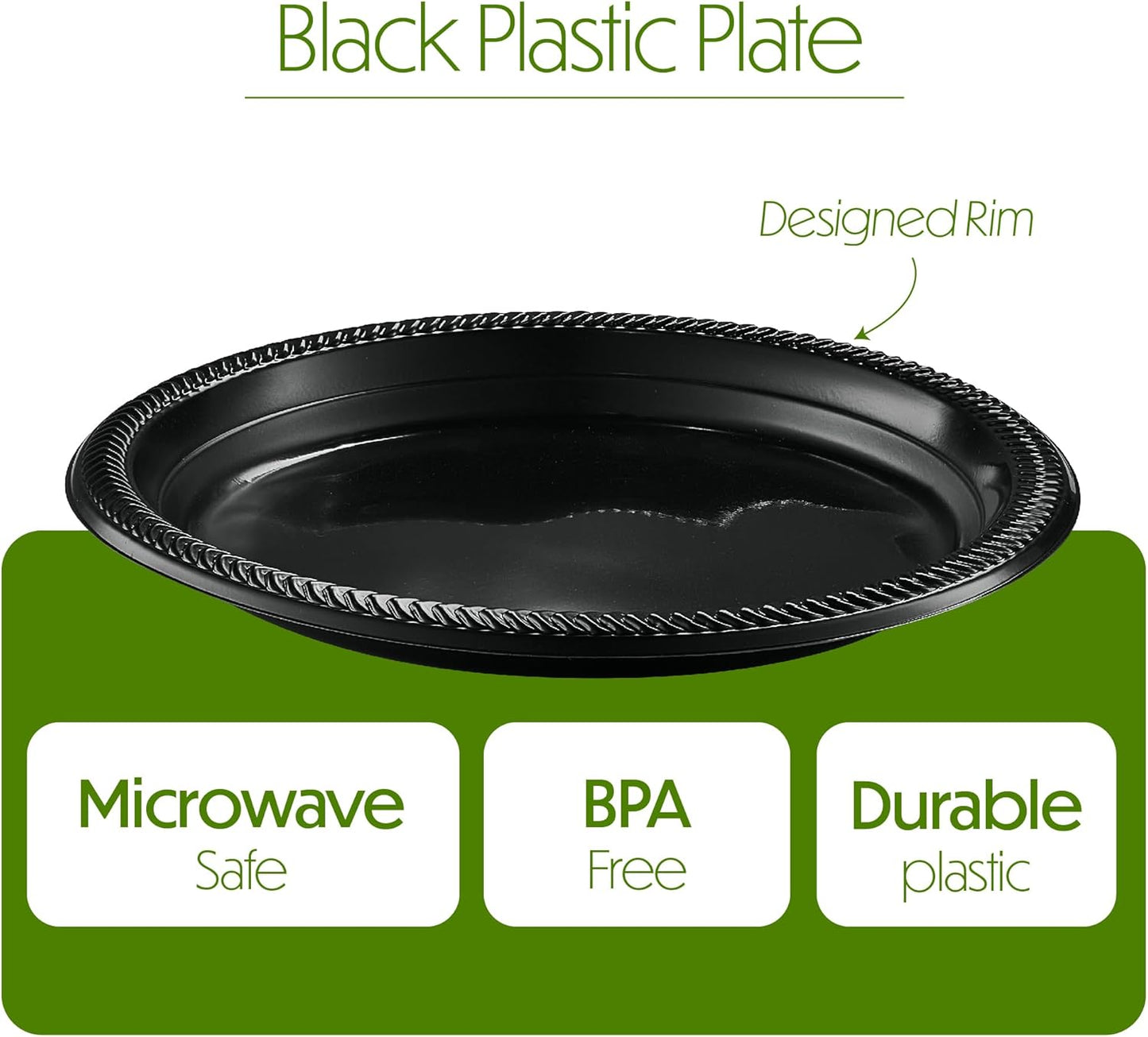 PLASTICPRO 100 PCS Black Plastic Bowls Light Weight 12 oz Plastic Soup Bowls Black Salad Plates Disposable for Party and Wedding