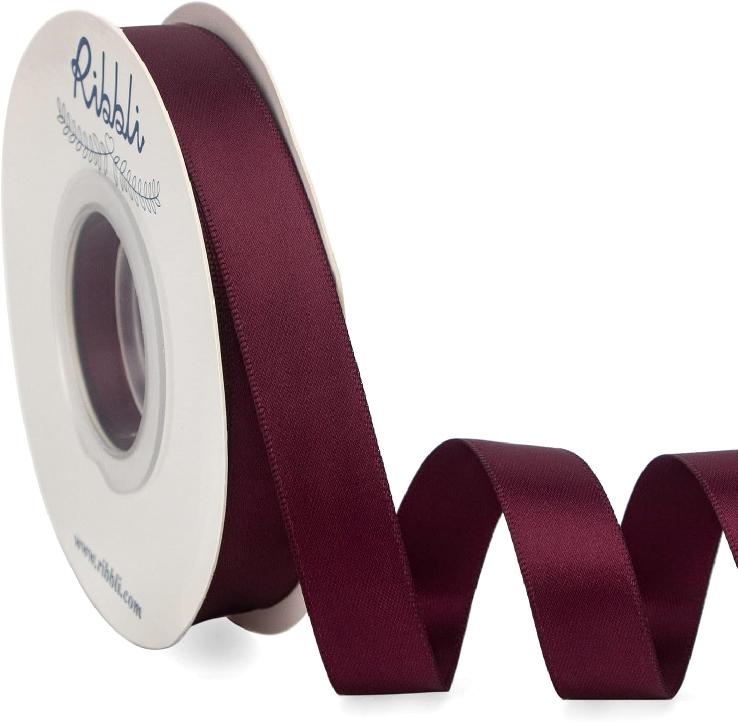 Ribbli Double Faced White Satin Ribbon,3/8” x Continuous 25 Yards,Fabric Ribbon use for Bows Bouquet,Gift Wrapping,Floral Arrangement