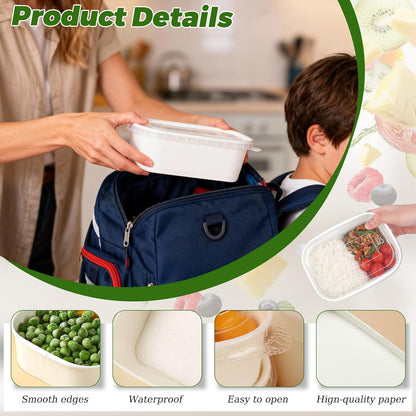 50-Pack 29oz Disposable Kraft Paper Bowls【with Lids and Forks】,Meal Prep Containers Disposable Togo Food Deli Containers for Restaurant Supplies Take Out Containers, Microwave Safe for Hot/Cold Food