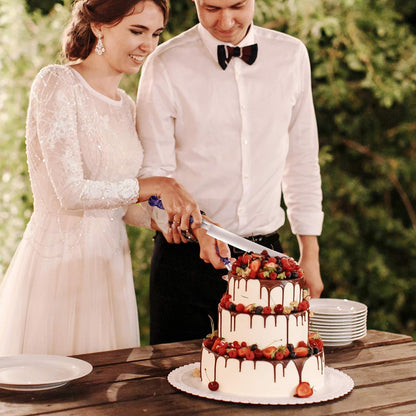 Homi styles Wedding Cake knife and Server Set | Elegant Rose Gold Color Premium 420 Stainless Steel plated Blades | Cake & Pie Serving Set for Wedding Cake, Birthdays, Anniversaries, Parties