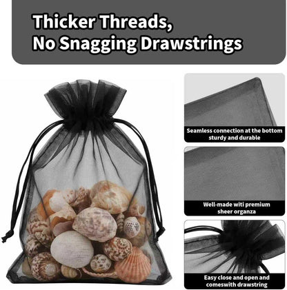 100pcs Organza Bags for Small Gift 4x6 Inch, Premium Mesh Bags Drawstring Candy Jewelry Packaging Sachet Bags, Easter Day Wedding Party Favors Small Gift Bag Durable & Scent-Free for Small Business