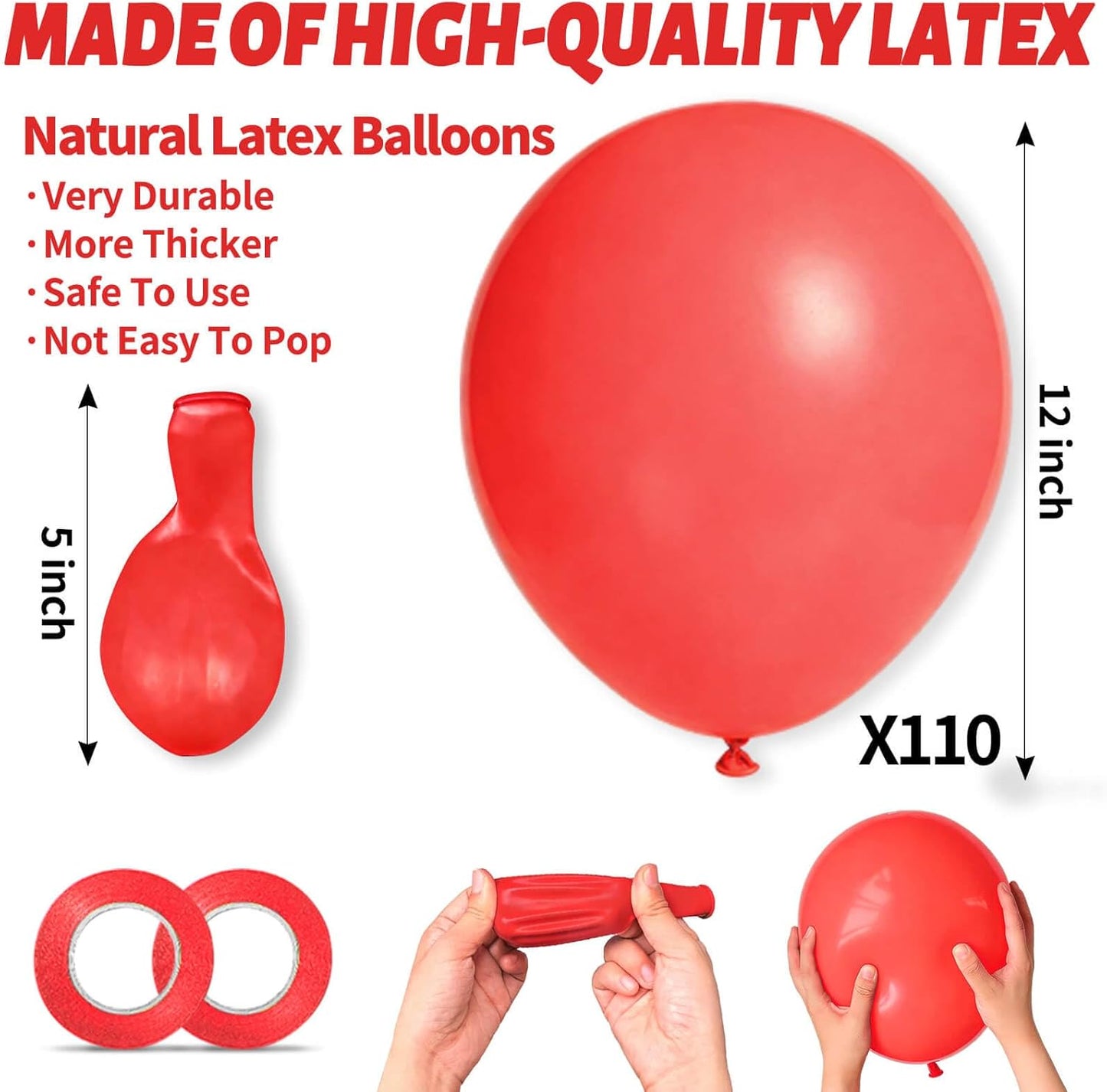 110pcs Black Balloon 12 inch, Black Latex Balloons for Birthday Party Baby Shower Wedding(with 2 Ribbons). - Colors B