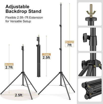 LINCO Lincostore Backdrop Support Stand Kit 10x6.5ft Adjustable Photography Studio Photo Background Support System with Carrying Bag for Green Screen Muslin, 4171 (10ft Wide ft high)