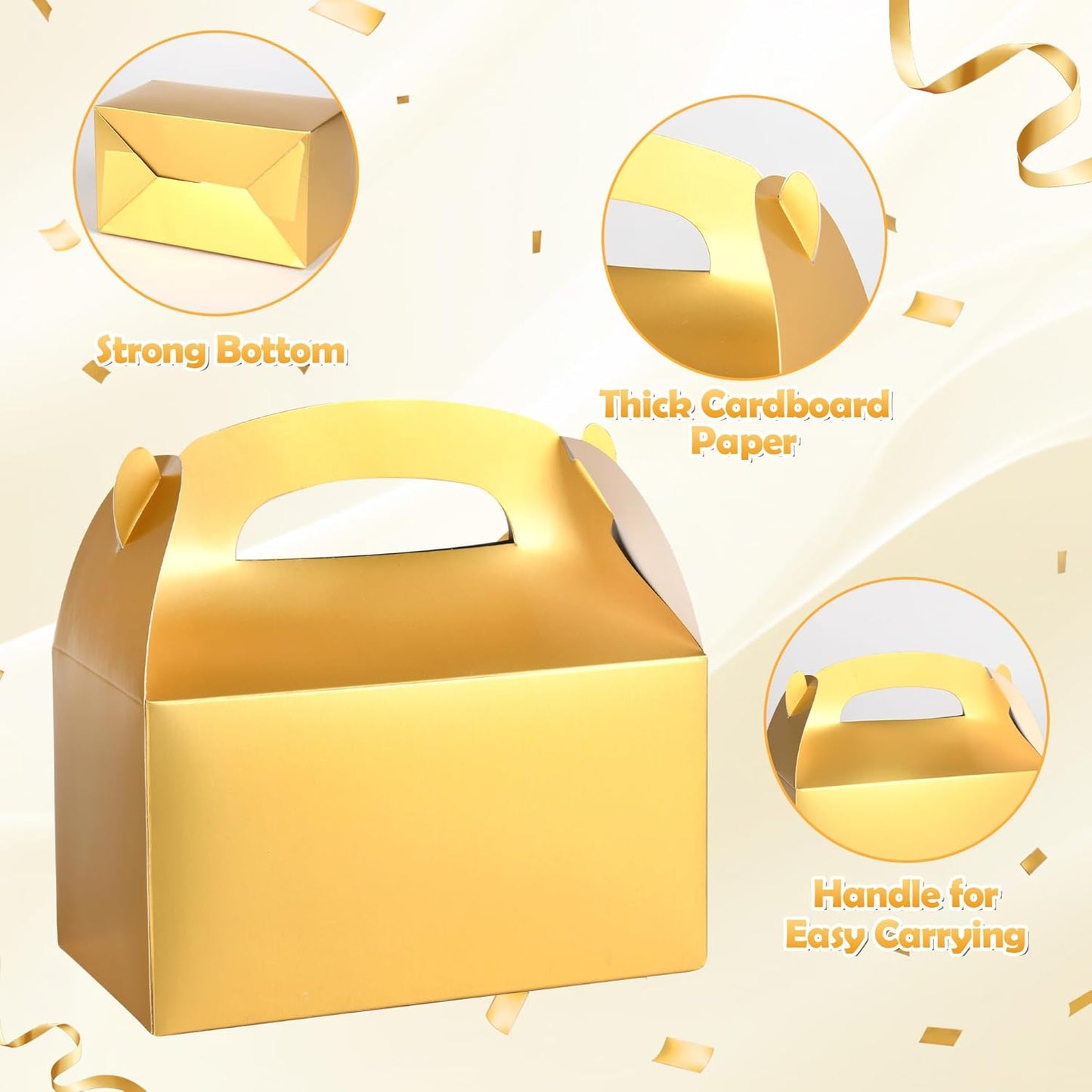 DjinnGlory 36 Pack White Party Favor Treat Boxes with Handle, DIY Paper Boxes for Baby Shower, Birthday, All Occasion, Small Gable Boxes for Small Business 6.18 x 3.58 x 3.38 Inches