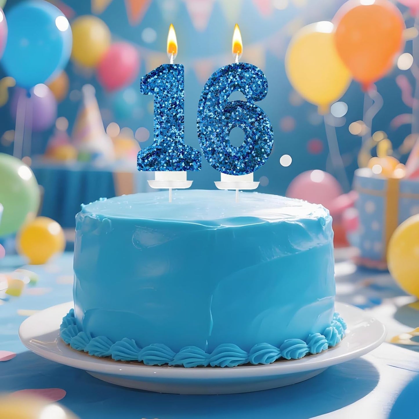Birthday Number Candles, Glitter Number Candle Cake Decorations with Sequins, Cupcake Decorations for Girls, Women, Party Anniversary Celebrations (Number 6, Purple)