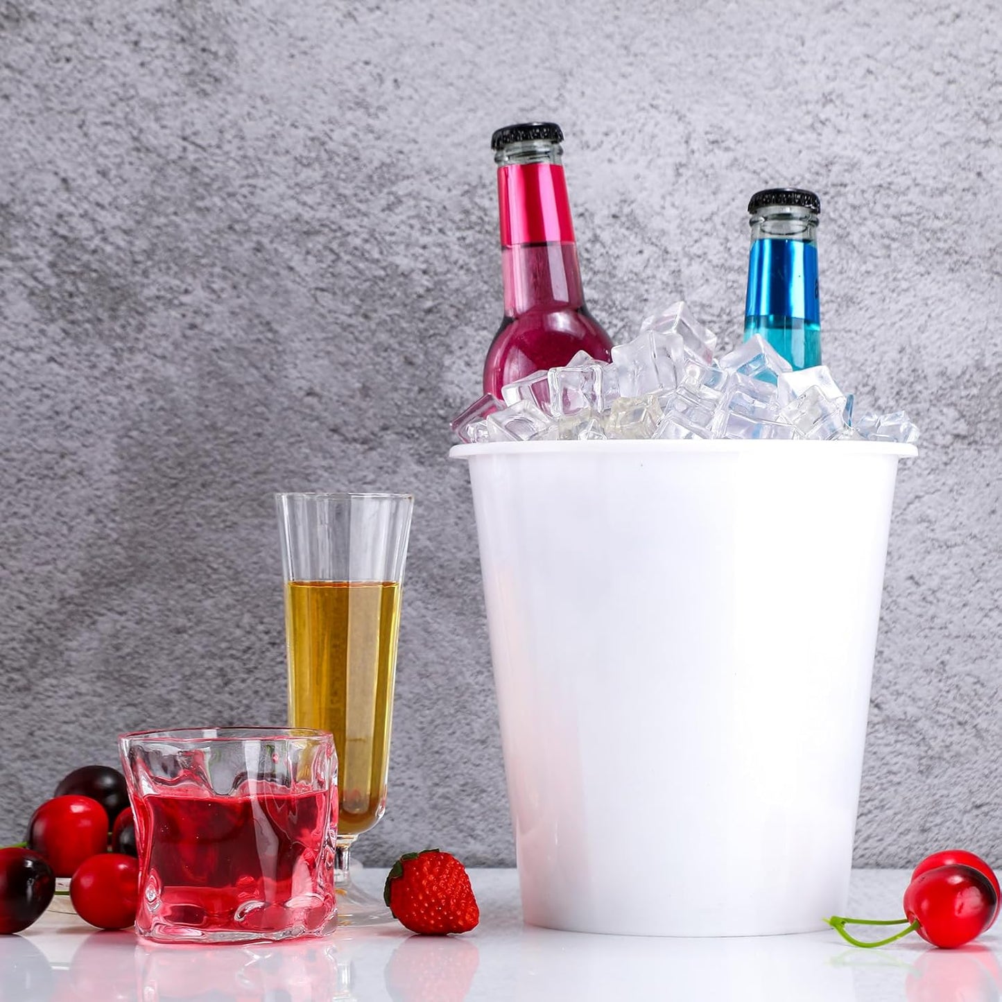 Layhit 24 Pcs Plastic Ice Buckets for Parties 3 Liters Wine Bucket Portable Ice Holder Disposable Wine Cooler for Party Wedding Party Beverages Champagne Soda and Beer (Gold)
