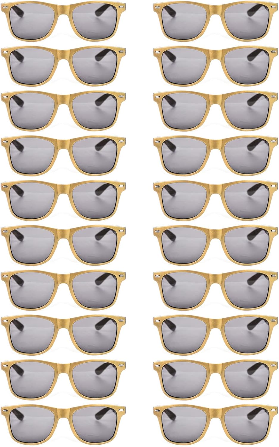 20 Pairs Bulk Sunglasses for Adult Retro 70s 90s Cheap Glasses (Black)