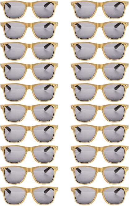 20 Pairs Bulk Sunglasses for Adult Retro 70s 90s Cheap Glasses (Black)