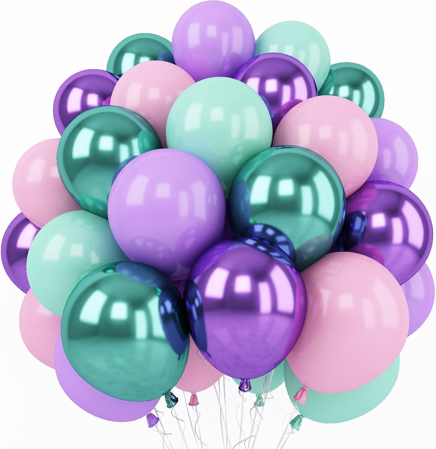 Pink Blue Purple Balloon, 60 Pcs 12 Inches Hot Pink Metallic Purple Teal Yellow Balloons Confetti Balloons for Kids Magic Theme Birthday Decoration Baby Shower Girls Music Party Supplies