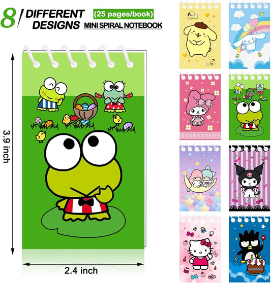 Kitty Birthday Party Supplies, 24Pcs Mini Notepads for Kawaii Birthday Party Favors, Goodie Bag Stuffers, Children Classroom Rewards, 8 Types