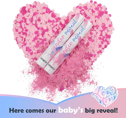 Gender Reveal Confetti Cannon - Biodegradable Confetti Poppers - Pink & Blue, 2 Pack - Party Supplies Pop Gun-Cannon for Boy or Girl Baby Reveal Party Supplies (1Pink +1Blue)