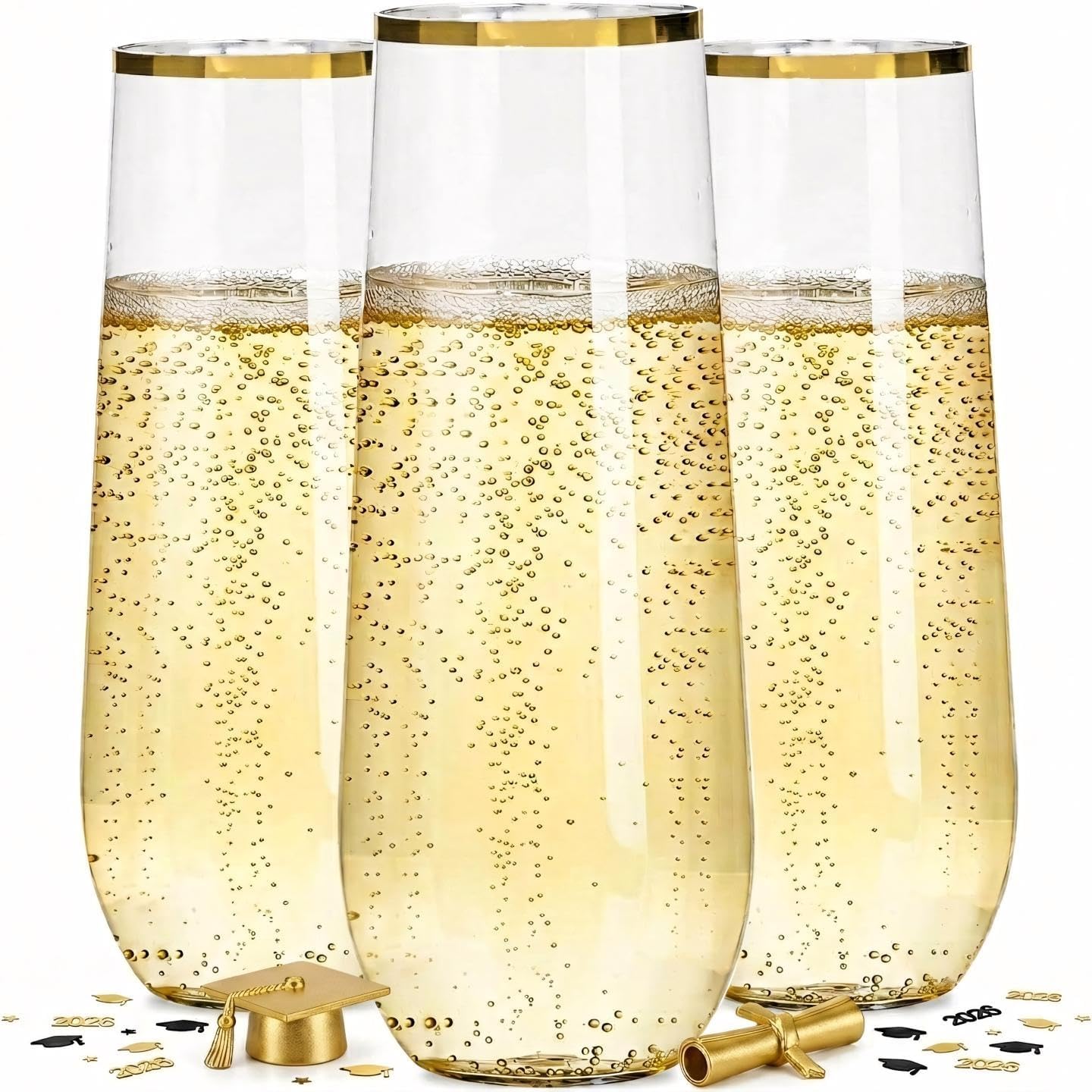 Ciaell 30 Pack Pink Plastic Ribbed Wine Glasses, 12 OZ Origami Stemless Disposable Wine Champagne Whiskey Glasses Unbreakable Clear Plastic Cocktail Glasses, Wine Cups for Party Wedding