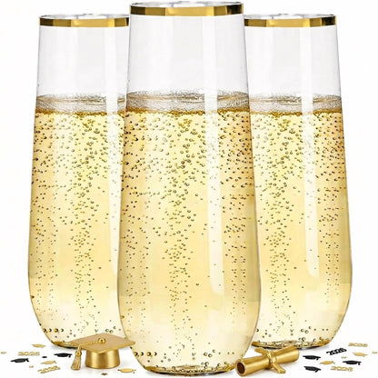 Ciaell 30 Pack Pink Plastic Ribbed Wine Glasses, 12 OZ Origami Stemless Disposable Wine Champagne Whiskey Glasses Unbreakable Clear Plastic Cocktail Glasses, Wine Cups for Party Wedding