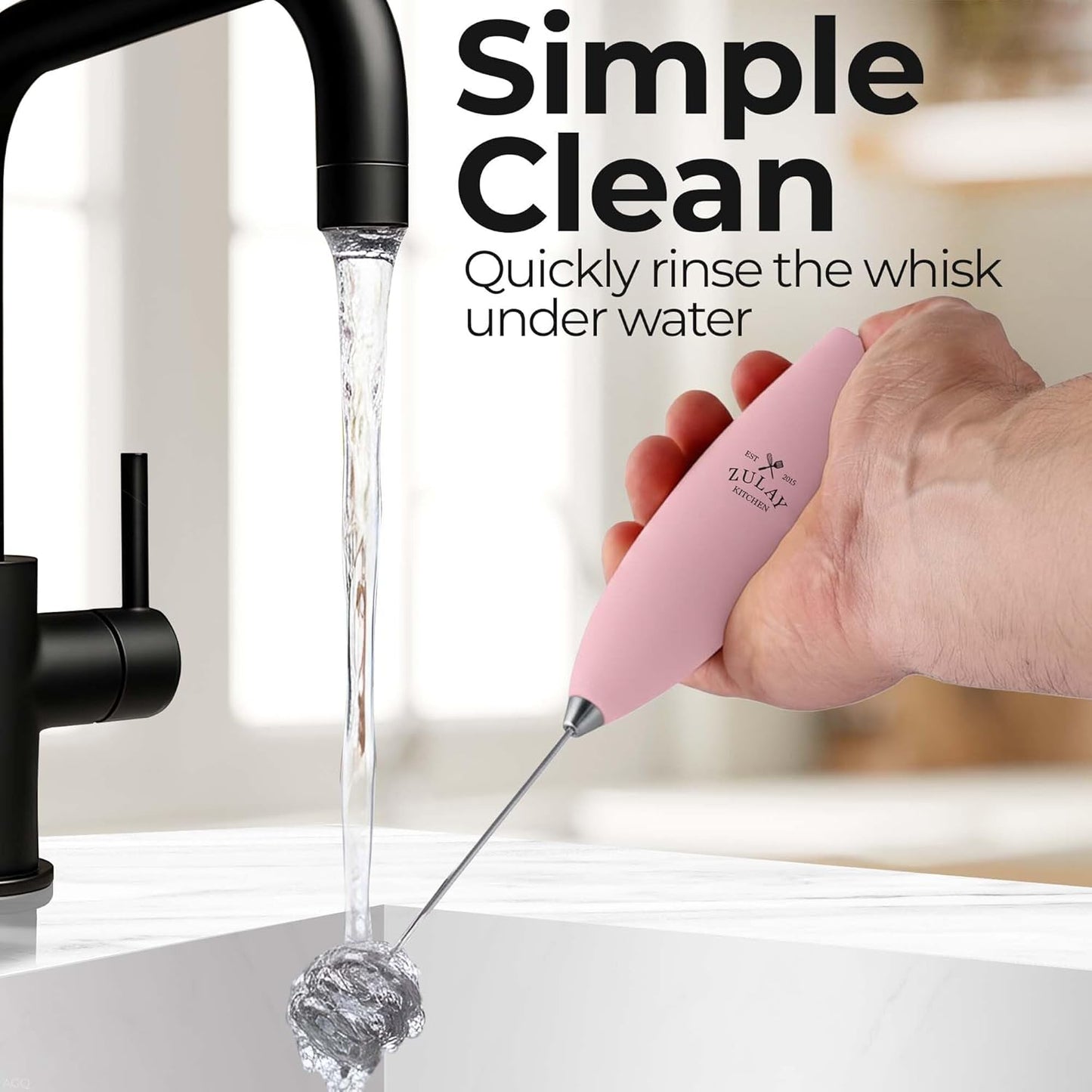 Zulay Kitchen Powerful Milk Frother Wand With Duracell Batteries - Ultra Fast Handheld Drink Mixer - Electric Whisk Foam Maker for Coffee, Lattes, Cappuccino & Matcha - Z1 Motor - Black - Colors D