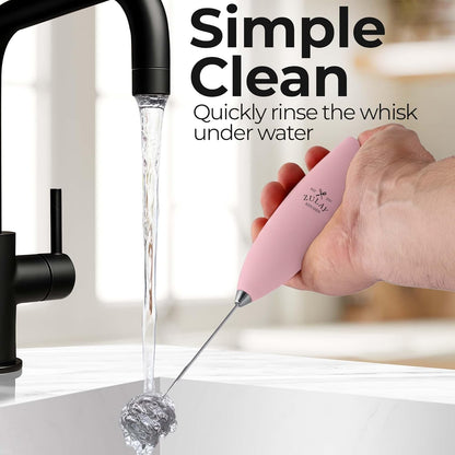 Zulay Kitchen Powerful Milk Frother Wand With Duracell Batteries - Ultra Fast Handheld Drink Mixer - Electric Whisk Foam Maker for Coffee, Lattes, Cappuccino & Matcha - Z1 Motor - Black - Colors D