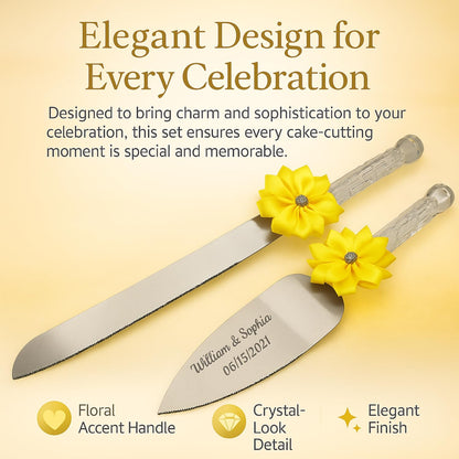GIFTS INFINITY Personalized Wedding Cake Knife and Server Set with Engraving – Cake Cutting Utensil Set, Keepsake Gift for Wedding, Anniversary, Reception, Birthday & Other Occasions (CH-101WB)
