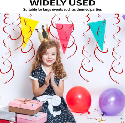 30 Pieces Hanging Swirl Party Decorations Foil Decorations Ceiling Swirl Spiral Hanging Plastic Streamer for Ceiling Birthday Graduation Wedding Celebration Baby Shower Party Supply (Black)